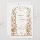 Elegant Blush Floral Wedding  Kaart (Voorkant)