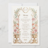 Elegant Blush Floral Wedding Menu Kaart (Voorkant)