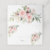 Elegant Blush Floral Wedding Place Cards (Buitenkant ongevouwen)