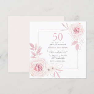 Elegant Blush Floral Wreath Lijst 50th Birthday Kaart