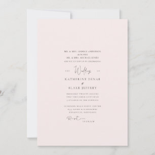 Elegant Blush Formal Wedding Invitation Kaart
