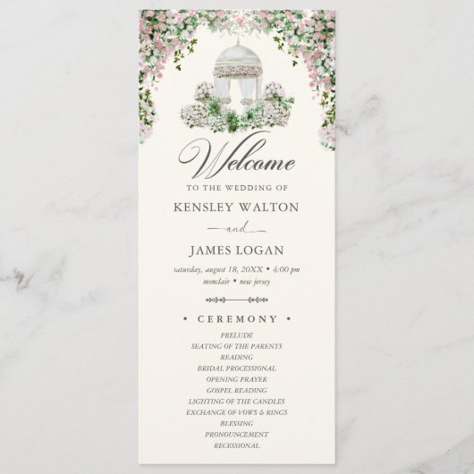 Elegant Blush Garden Wedding Program Programma (Voorkant)
