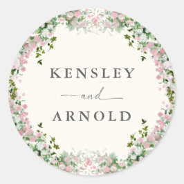 Elegant Blush Garden Wedding Ronde Sticker