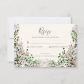 Elegant Blush Garden Wedding RSVP Card (Devant)