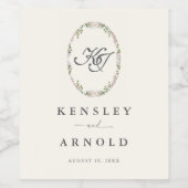 Elegant Blush Garden Wedding Wijn Etiket (Enkel label)