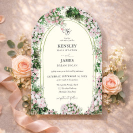 Elegant Blush Garden with Photo Wedding  Kaart