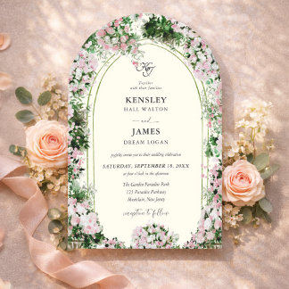 Elegant Blush Garden with Photo Wedding  Kaart