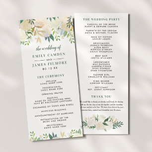 Elegant Blush Gold Floral Greenery Wedding Programma