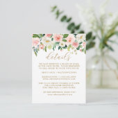 Elégant Blush Gold Floral Mariage Détails Cartes (Debout devant)