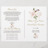 Élégant Blush Gold Flowers Programme de mariage (Devant)