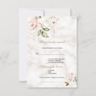 Elegant Blush Gold Flowers Song Request Weddenscha RSVP Kaartje