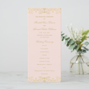 Elegant Blush Gold Glamour Wedding Programma