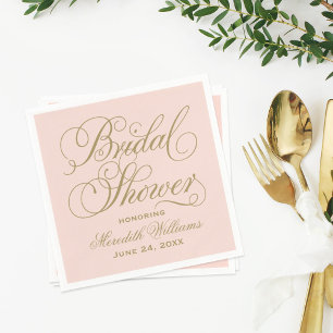 Elegant Blush Gold Script Wedding Vrijgezellenfees Servetten