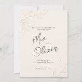 Elegant Blush Goud Moderne Kalligrafie Bruiloft Kaart