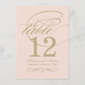 Elegant Blush Goud Script Trouwtafel Nummer Kaart (Voorkant)