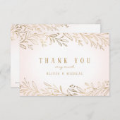 Elegant blush goud verguld botanische dank u bedankkaart (Voorkant / Achterkant)