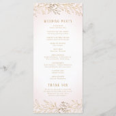 Elegant blush gouden botanische bruiloft programma (Achterkant)