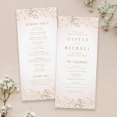 Elegant blush gouden botanische bruiloft programma