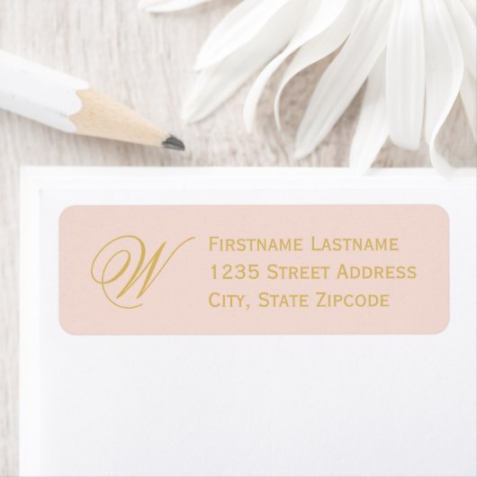 Elegant Blush Gouden Script Monogram Adres Etiket (Insitu)