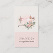 Elegant Blush Gray Sewing Machine Floral Tailor Visitekaartje (Voorkant)