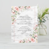 Elegant Blush Greenery Dusty Pink Floral Wedding Kaart (Staand voorkant)