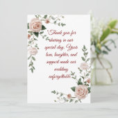 Elégant Blush & Greenery Mariage Merci Card | (Debout devant)