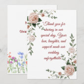 Elegant Blush & Greenery Wedding Dank u Kaart | (Voorkant / Achterkant)