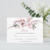Elégant Blush & Grey Blanc floral Wedding RSVP (Debout devant)