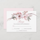Elégant Blush & Grey Blanc floral Wedding RSVP (Devant / Derrière)