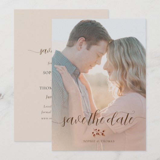 Elegant Blush Herfst Floral Wedding Save the Date Kaart (Voorkant / Achterkant)