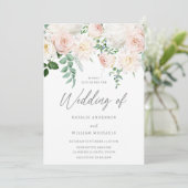 Elegant Blush & Ivory White Floral Wedding Kaart (Staand voorkant)
