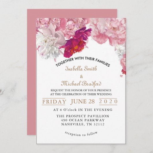 Elegant blush kaart (Voorkant / Achterkant)