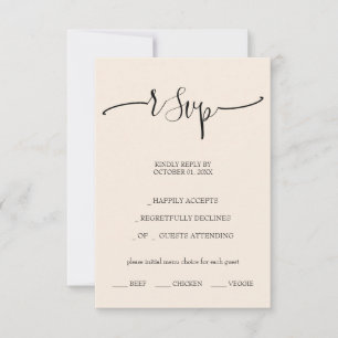 Elegant Blush kalligrafiescript RSVP Kaartje