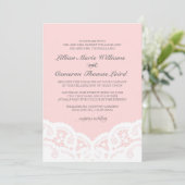 Elegant Blush Lace Wedding Invitation Kaart (Staand voorkant)