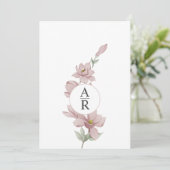 Élégant Blush Magnolia Faire-part de mariage (Debout devant)