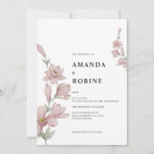 Élégant Blush Magnolia Faire-part de mariage (Dos)