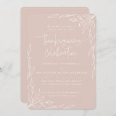 Elegant Blush Modern Leaf Motif Thanksgiving Kaart (Voorkant / Achterkant)