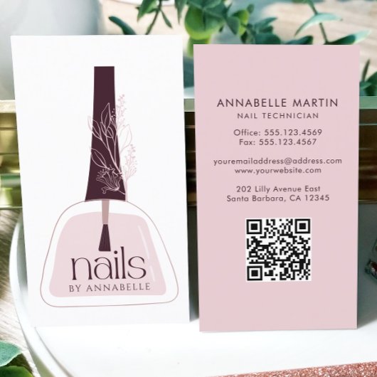 Elegant Blush Nail-technicus Visitekaartje