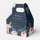 Elegant Blush & Navy Bloemen Bruiloft Dank u Bedankdoosjes (Voorkant Zijde)