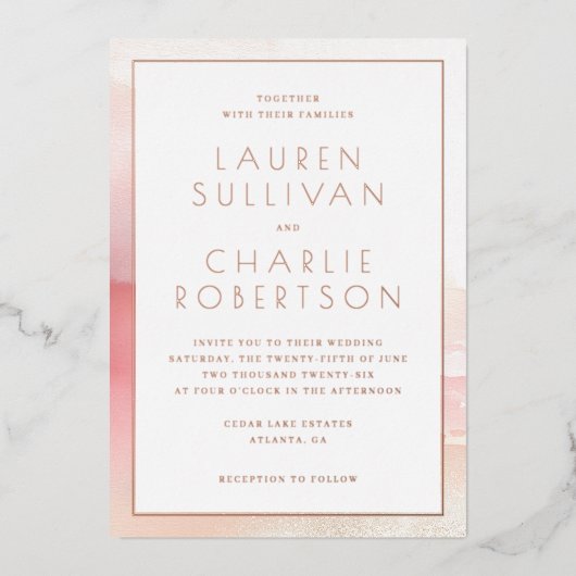 Elegant Blush Ombre Wedding Invitation (Recto)