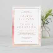 Elegant Blush Ombre Wedding Invitation (Debout devant)