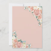 Elegant Blush Peach Ivory Floral Rozen Weddenschap Kaart (Achterkant)