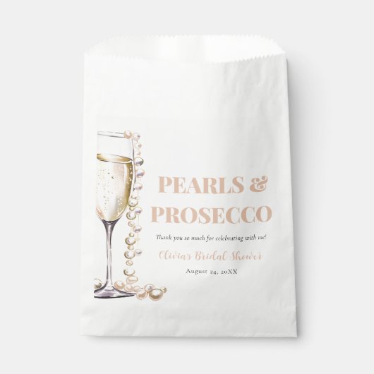Elegant Blush Pearls en Prosecco Vrijgezellenfeest Bedankzakje (Voorkant)