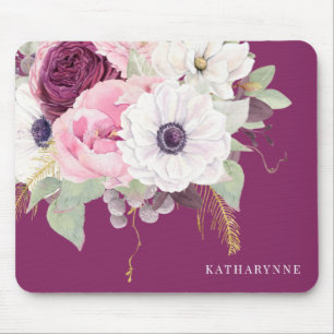 Elegant Blush Peony Botanical Gold Foil Floral Muismat