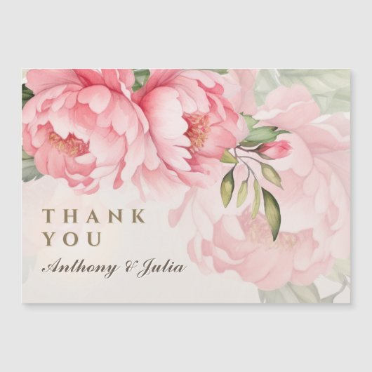 Elegant Blush Peony Wedding Thank You Magnet (Voorkant)