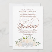 Elegant Blush Perzik Bloemboeket QR Code Bruiloft Kaart (Voorkant)