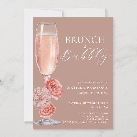 Elégant Blush Pink 100e anniversaire Invitation (Devant)