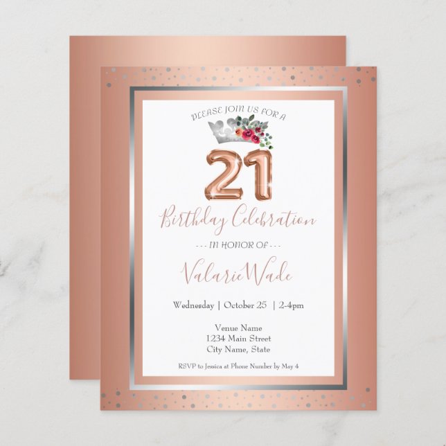 Elegant Blush Pink 21st Birthday Party (Voorkant / Achterkant)