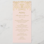 Elegant Blush Pink and Gold Glam Wedding Menu (Voorkant)