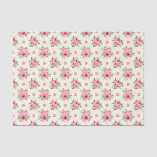 Elegant Blush Pink and White Rose Floral Pattern Tissuepapier